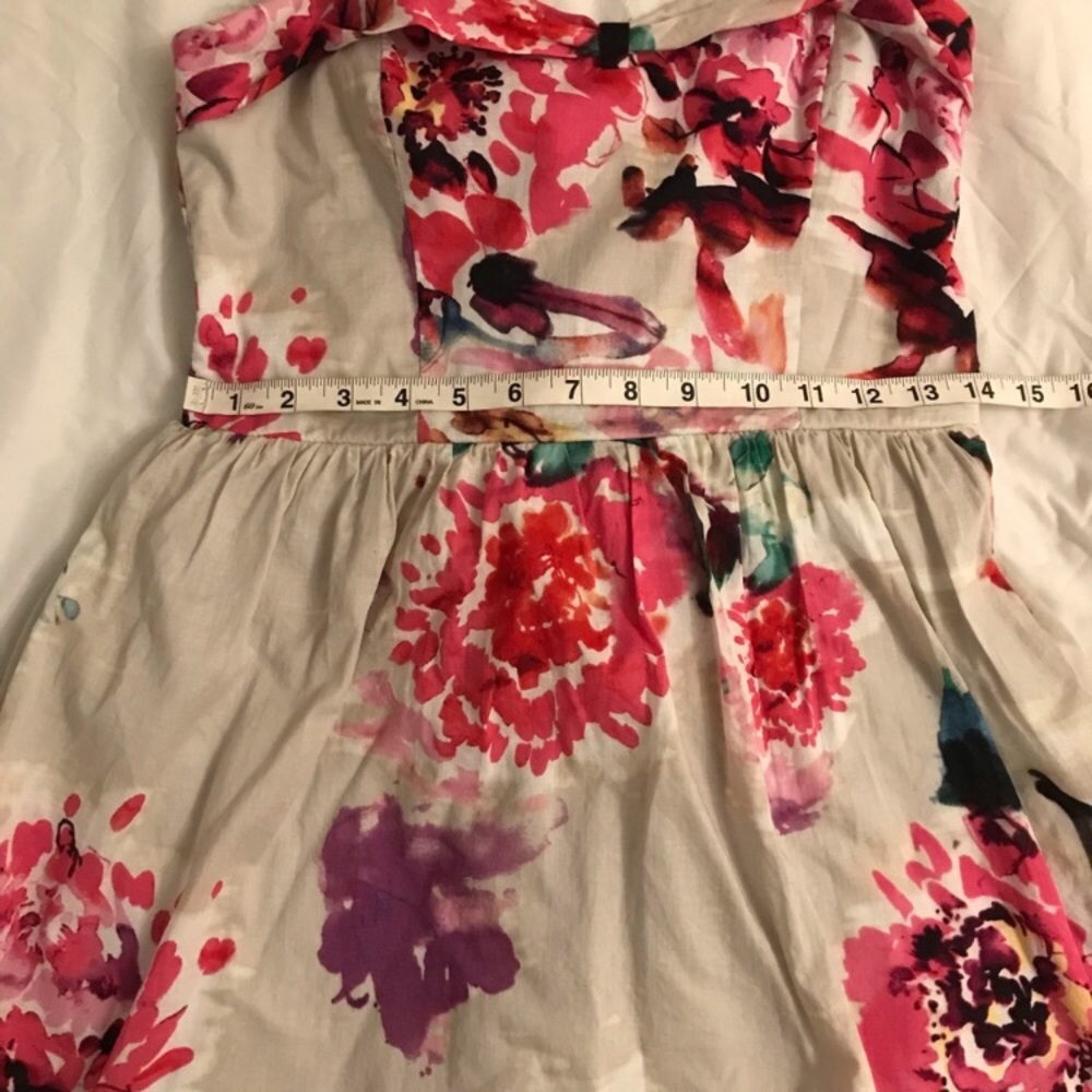 Watercolor Floral Sundress, Cream Pink and Purple, size Medium - Picture 15 of 16